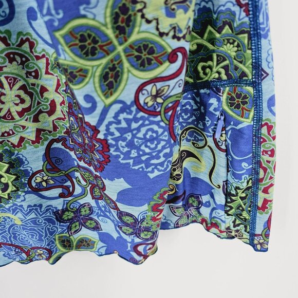 Title Nine Dress Athena Athletic M Blue Floral Paisley Short Tab Raglan Sleeve - Picture 8 of 12